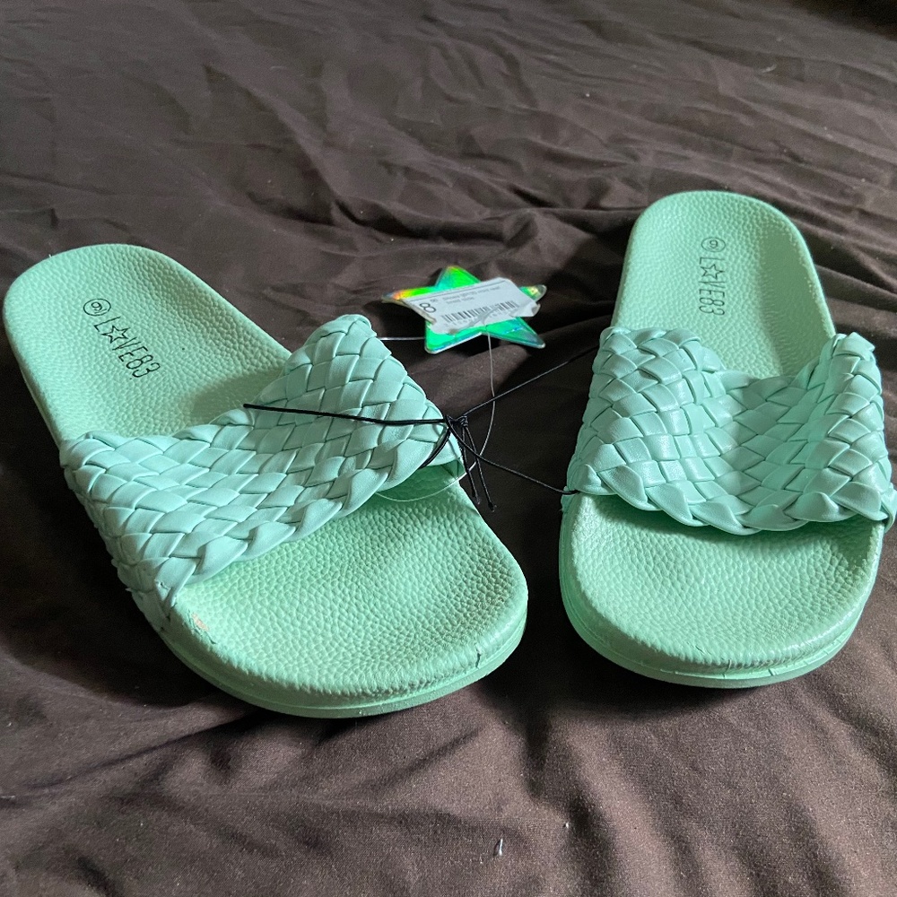 Mint real braid slides